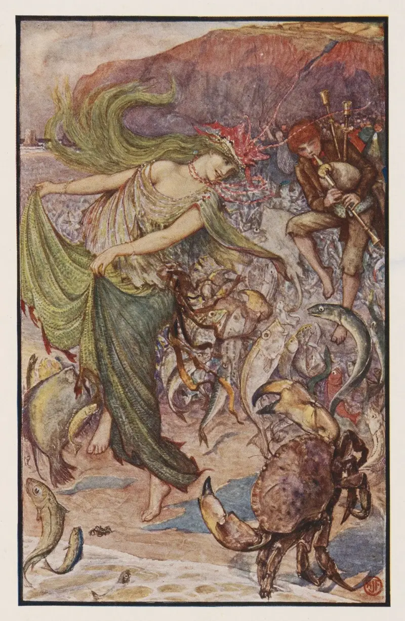 The Sea-lady allures Maurice into the sea av Henry Justice Ford