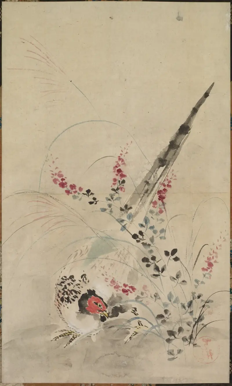 Bažant a trávy, Ogata Kōrin