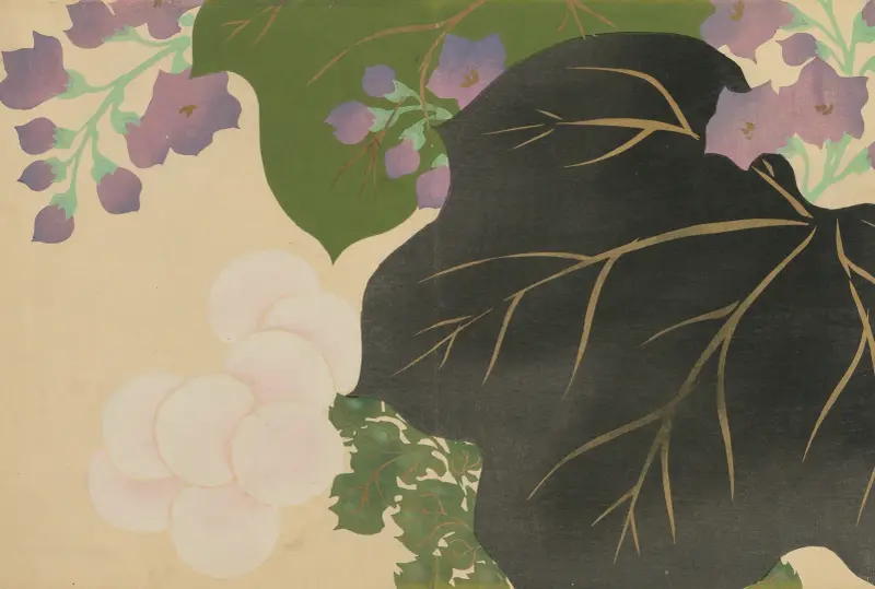 Krysantemum och paulownia (Kikukiri) av Kamisaka Sekka