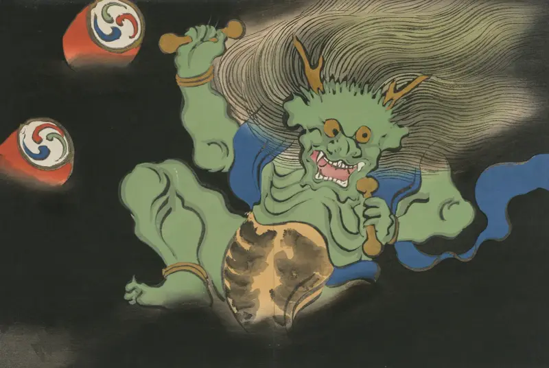Donnergott (Raijin) von Kamisaka Sekka