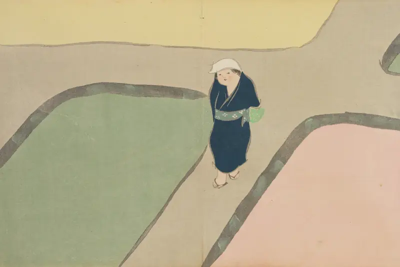 Vårfält (Haru no tanomo) av Kamisaka Sekka