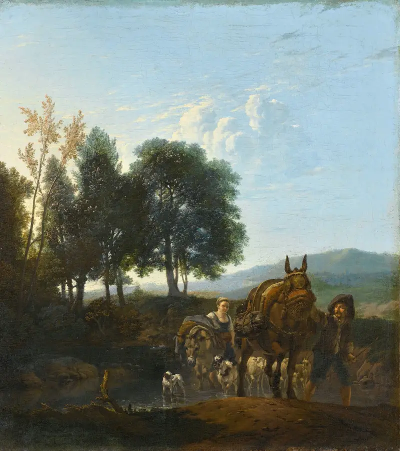 Landschaft mit Maultiertreiber von Karel Dujardin
