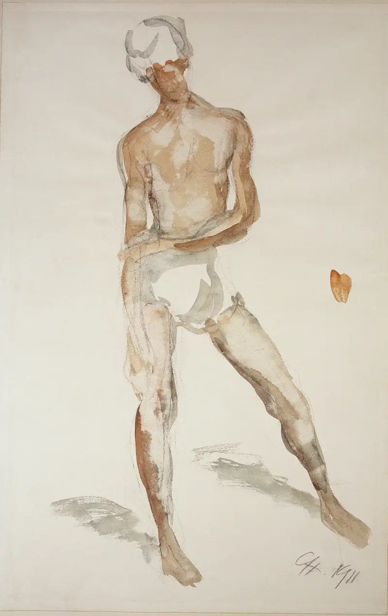 Halvnaken nubier, helfigur av Karl Hofer