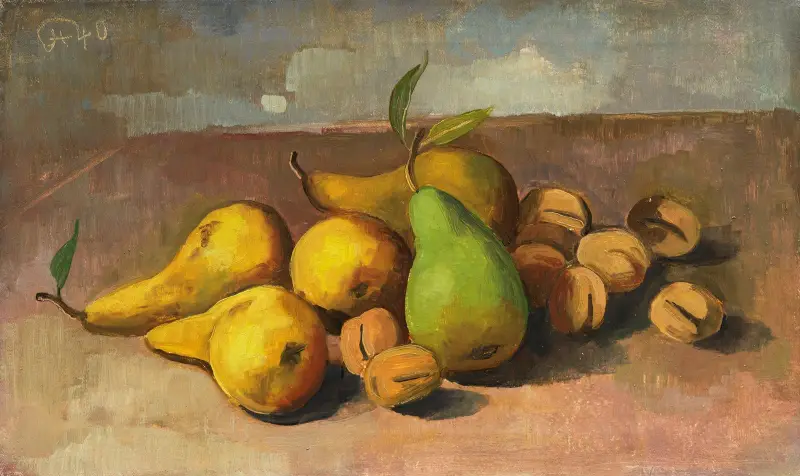 Still Life with Pears and Apricots av Karl Hofer