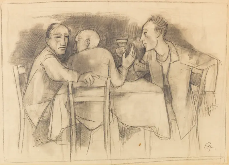 Tre män vid ett bord av Karl Hofer