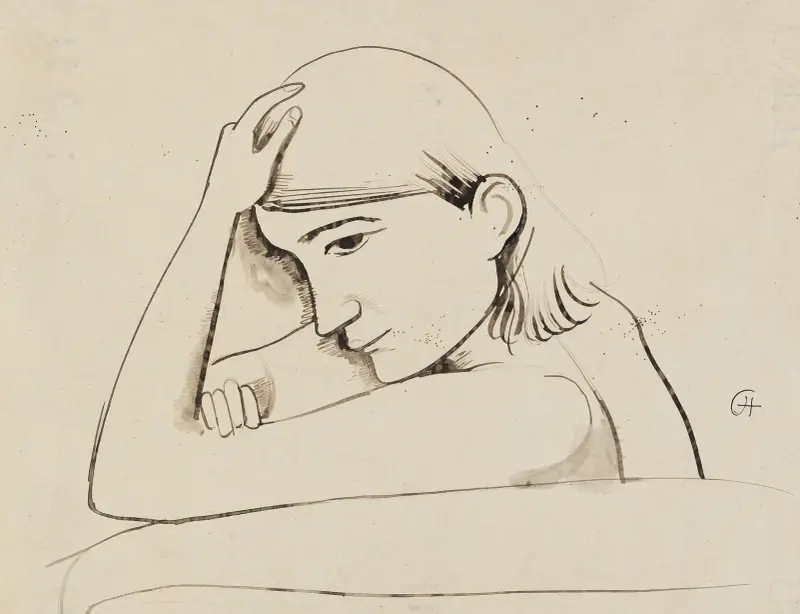 Trost (Nachdenkliches Mädchen) av Karl Hofer