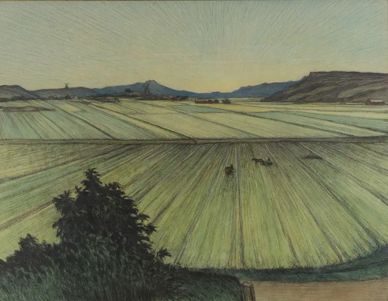 Landschaft mit Feldern von Karl Nordström