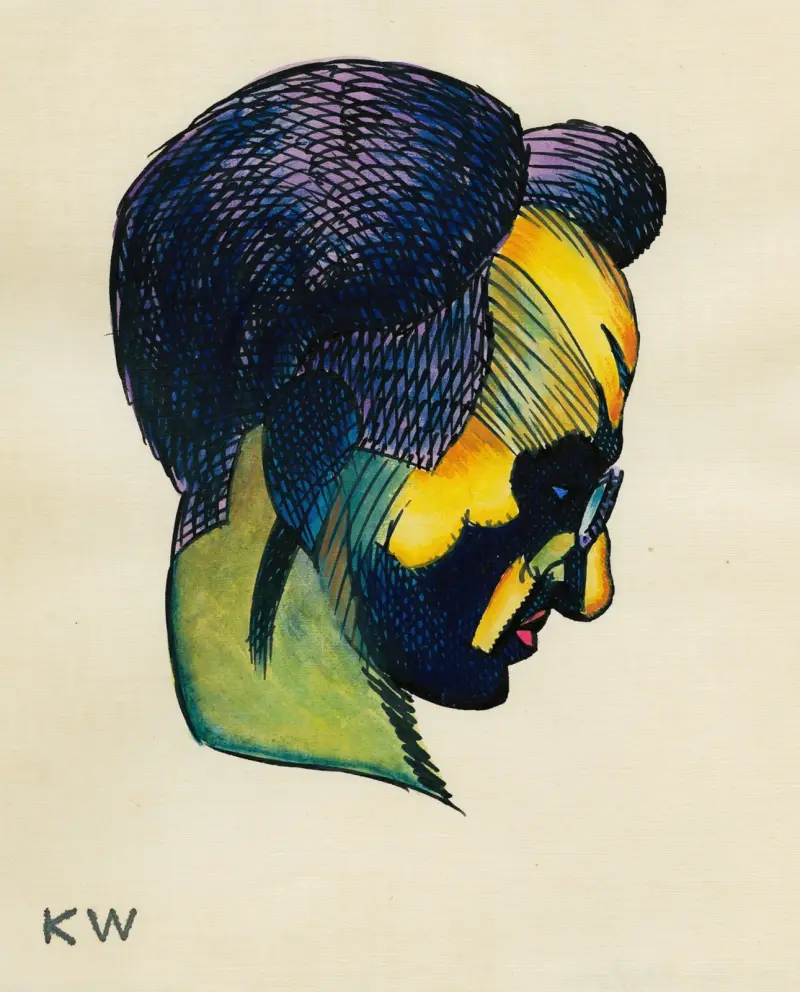Huvudstudie, ur; 'Profil', 10 blad, Graz III av Karl Wiener