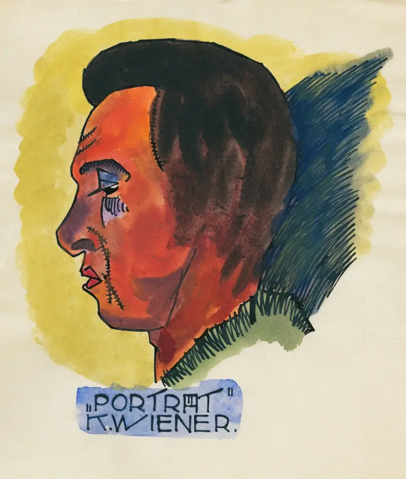 Kopfstudie, aus; ‘Profile’, 10 Blätter, Graz X av Karl Wiener