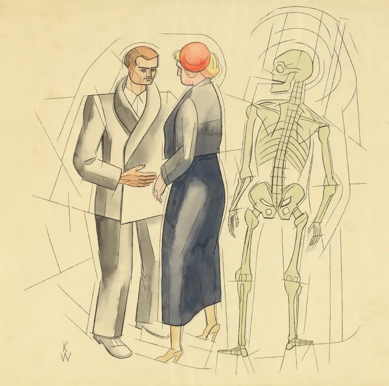 Ohne Titel (Mann, Frau und Skelett) av Karl Wiener