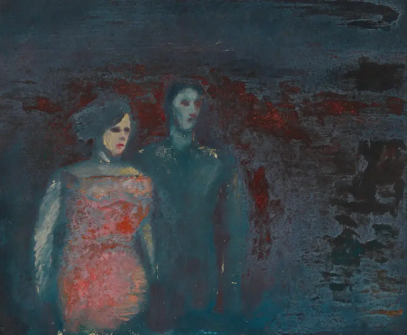 Ohne Titel (Mann in Landschaft) av Karl Wiener