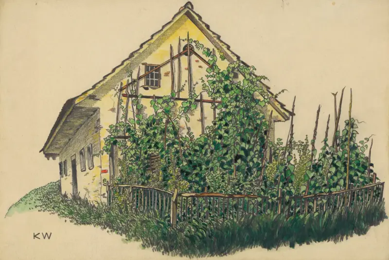 Ohne Titel (Bauernhaus mit Vorgarten) av Karl Wiener
