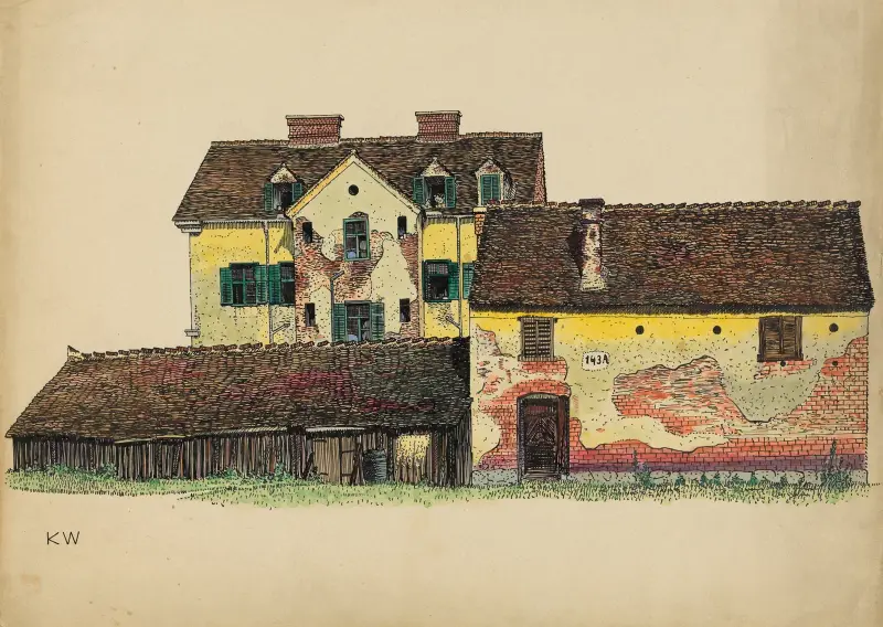 Utan titel (Hus med träskjul) av Karl Wiener