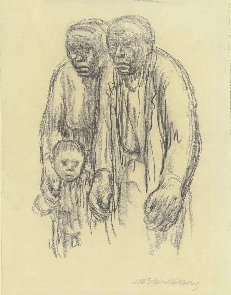 Mann, Frau und kleines Kind av Käthe Kollwitz