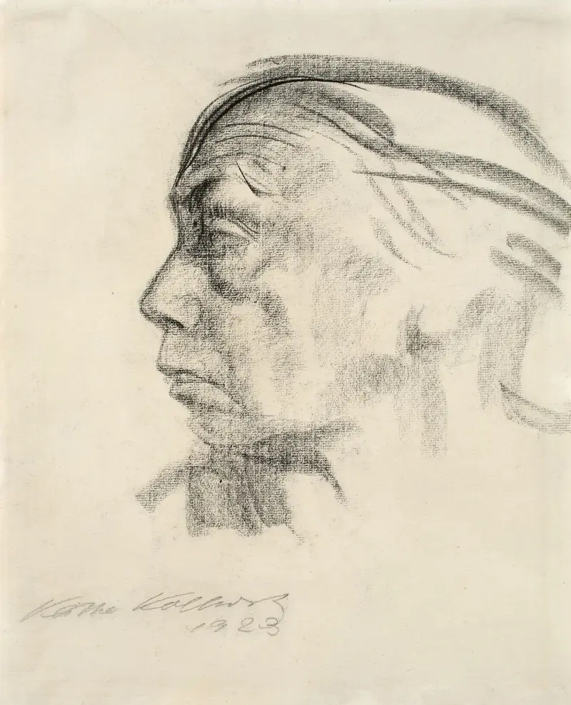 Selbstbildnis im Profil nach links av Käthe Kollwitz