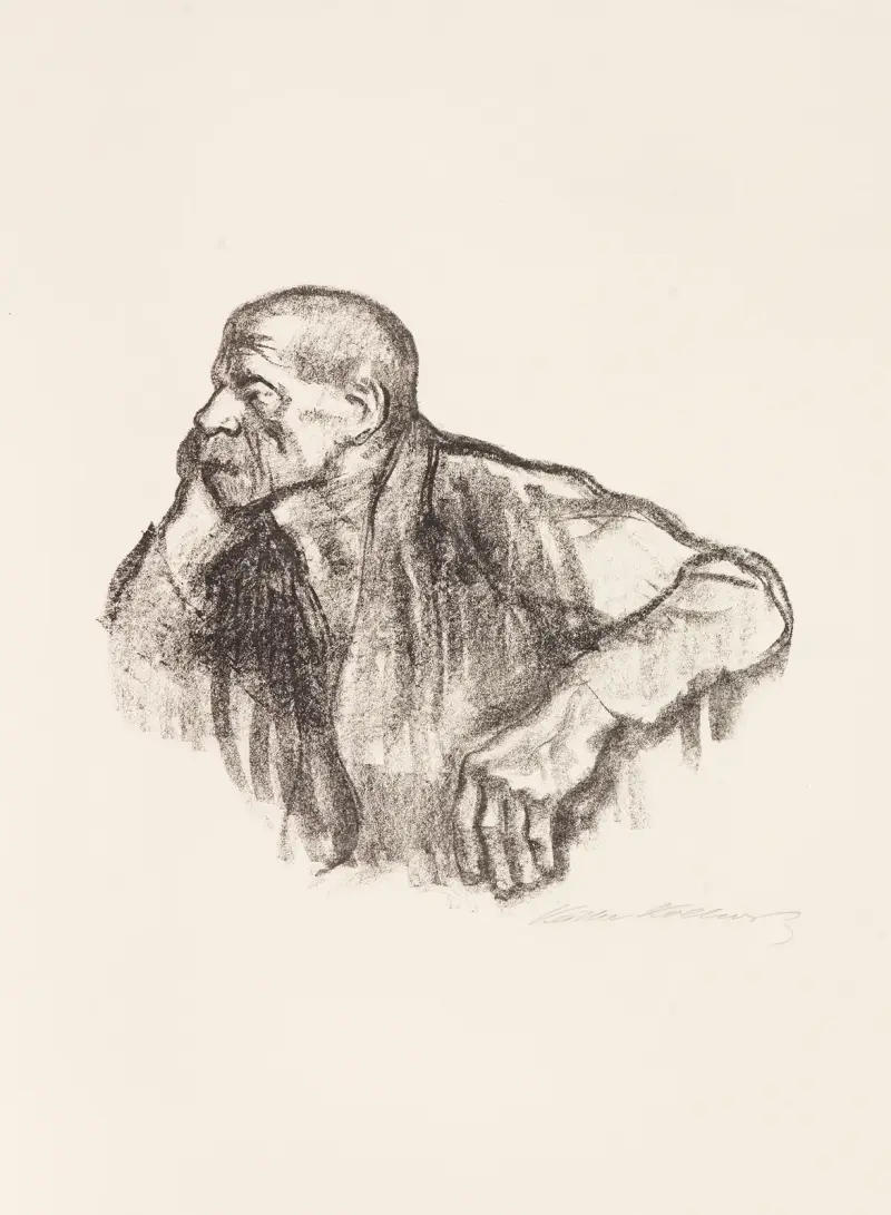 Sedící dělník, Käthe Kollwitz