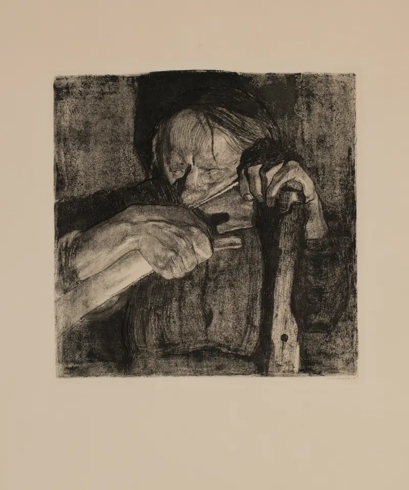 Whetting the Scythe, plate 3 from the cycle ‘Peasants’ War’ av Käthe Kollwitz