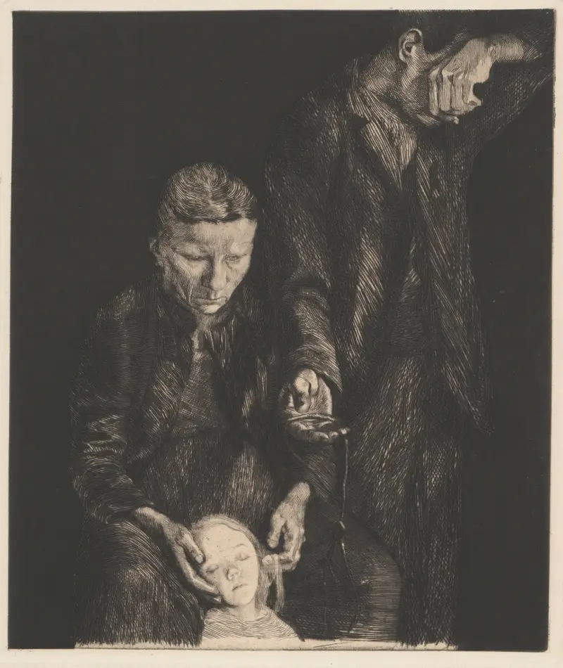 Zertretene. Arme Familie av Käthe Kollwitz
