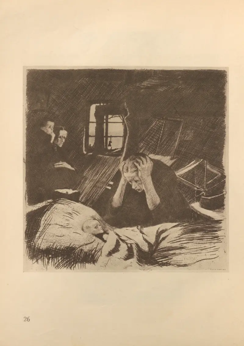 Zum ’Weberaufstand’ gehörig, 1925 – nr 8 av Käthe Kollwitz