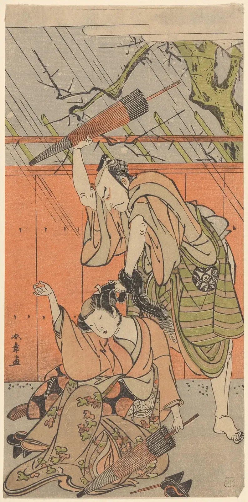 Actors Nakamura Nakazo I and Yamashita Kinsaku II av Katsukawa Shunshō