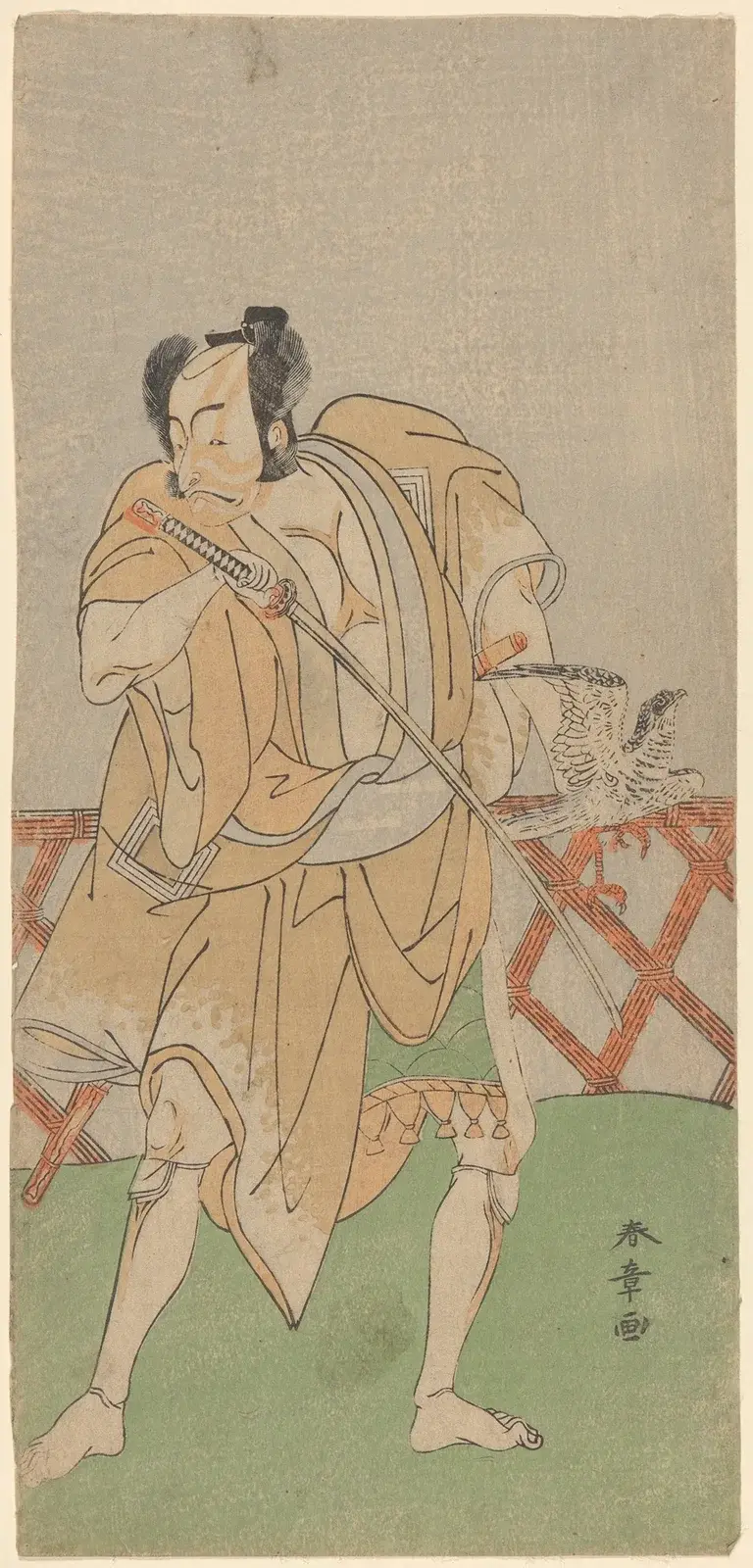 The Actor Ichikawa Danjuro with Hawk and Sword av Katsukawa Shunshō