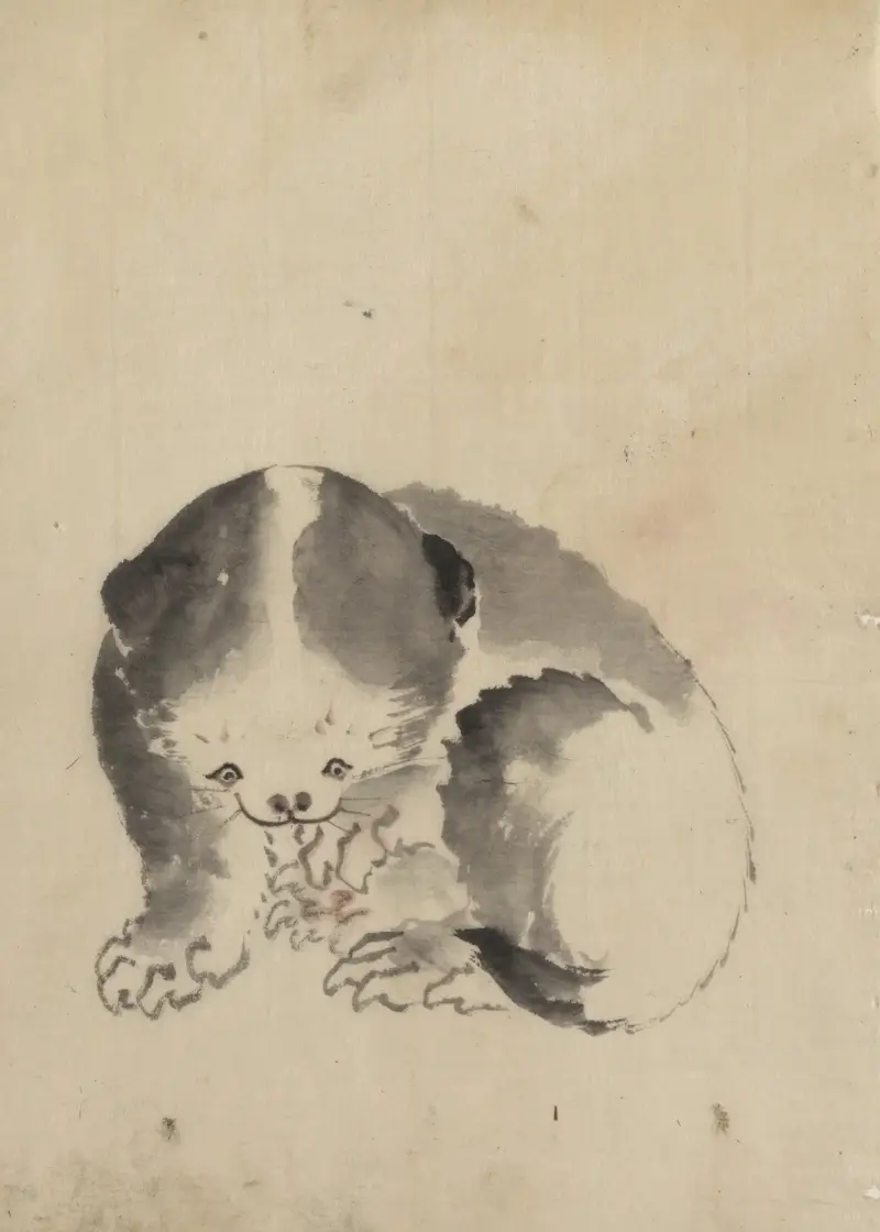 A cat cleaning its claws av Katsushika Hokusai