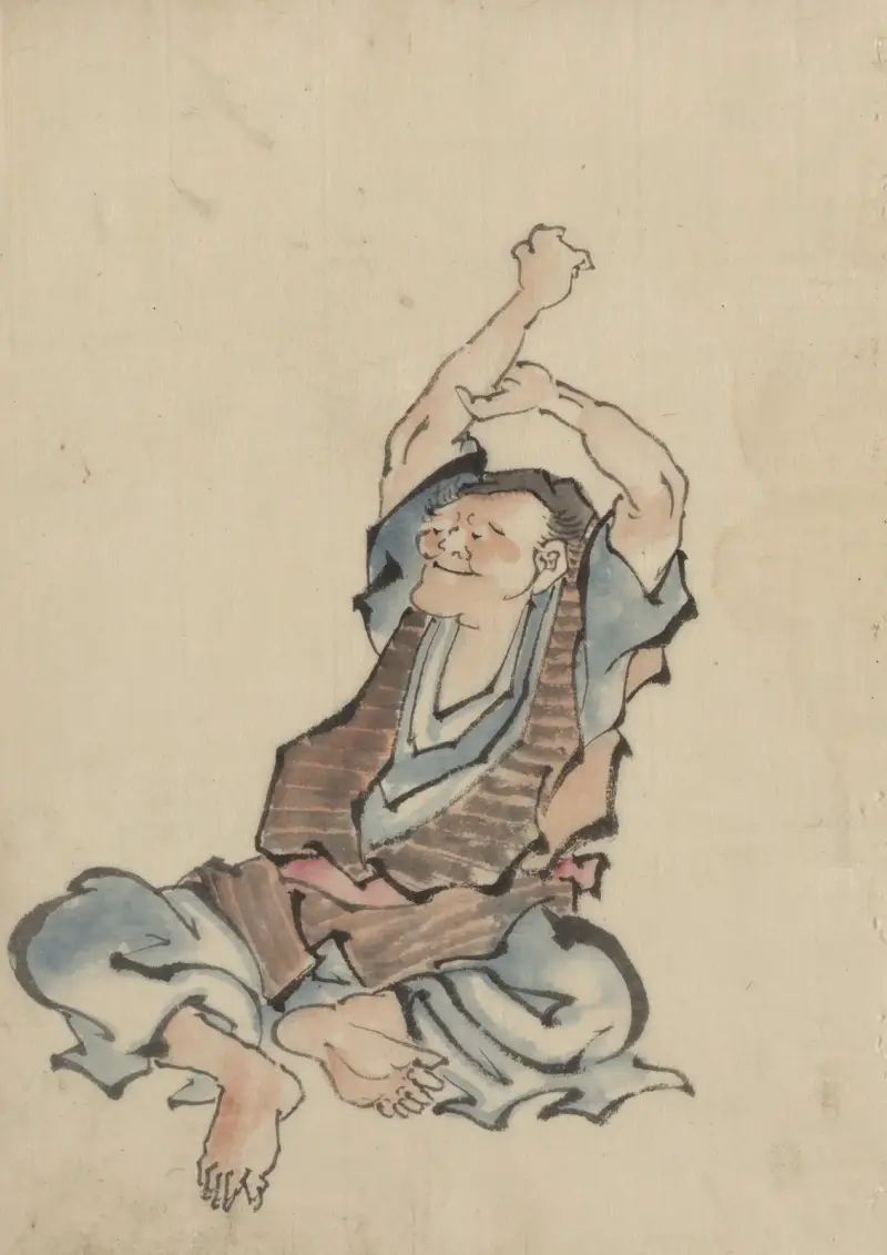En man i yogaposition av Katsushika Hokusai