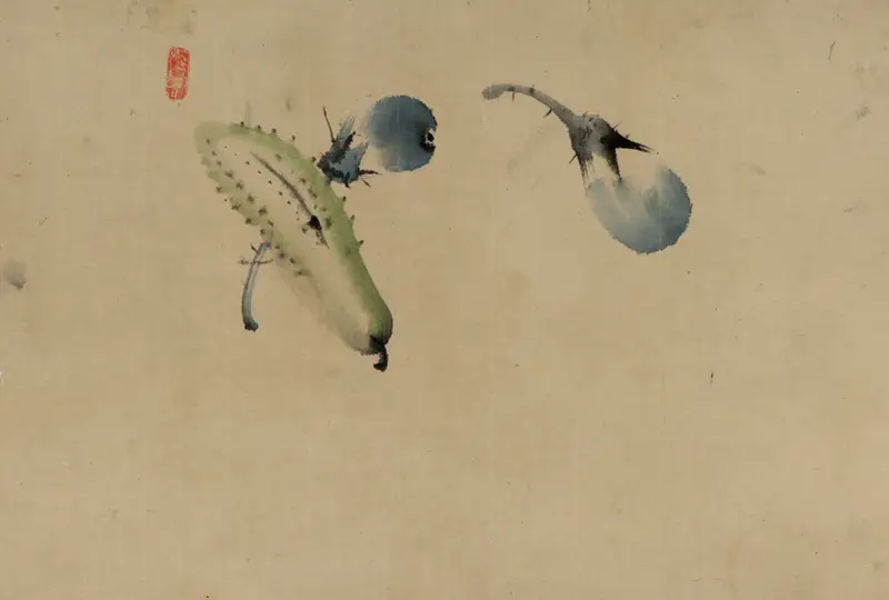 Cucumber or squash and eggplant av Katsushika Hokusai