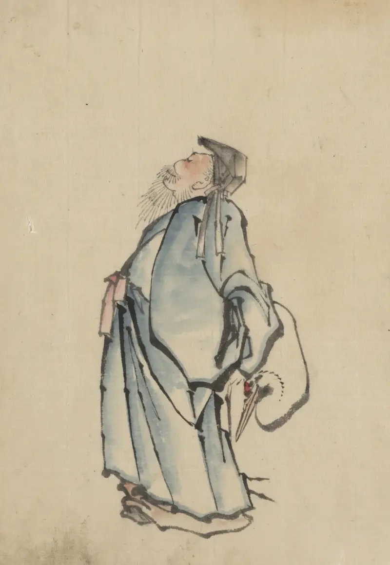 Fukurokuju, the god of wisdom, wealth, long life, and happiness, one of the seven lucky gods av Katsushika Hokusai