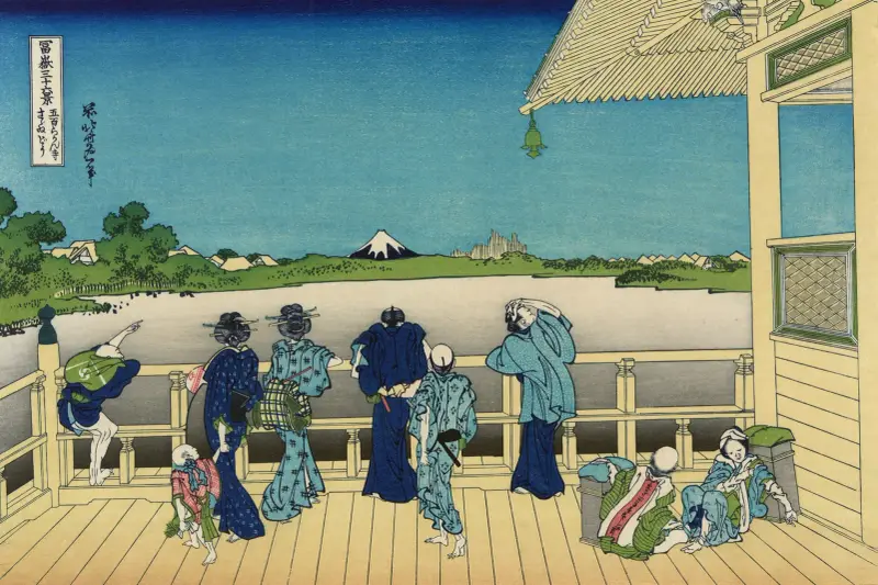 Sazai Hall, Temple of Five Hundred Rankan av Katsushika Hokusai