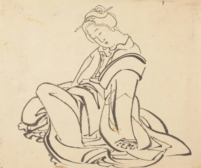 Seated Woman av Katsushika Hokusai