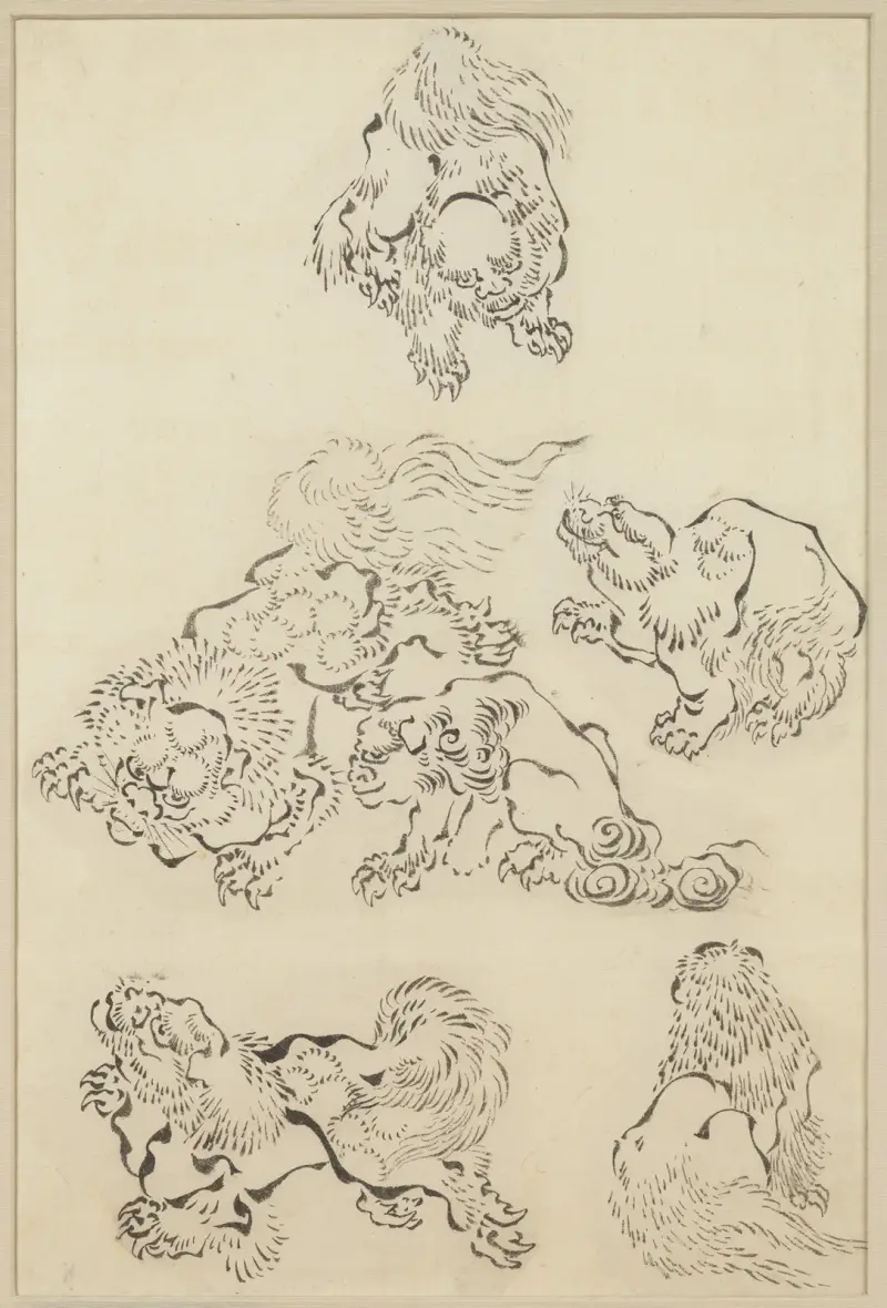 Six Lions av Katsushika Hokusai