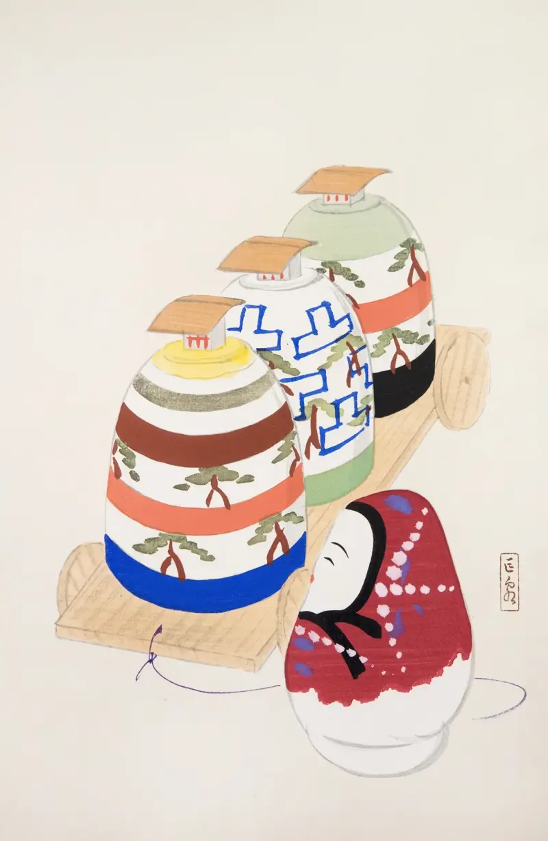 Kyosens samlade illustrationer av japanska leksaker, plansch 083 av Kawasaki Kyosen