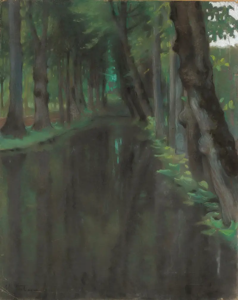 Kanal i en italiensk park av Kazimierz Stabrowski