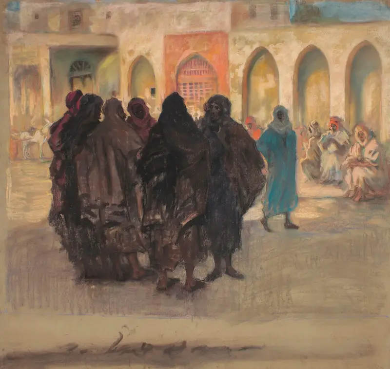 Street scene in Kairouan av Kazimierz Stabrowski