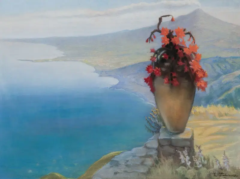View of Taormina av Kazimierz Stabrowski