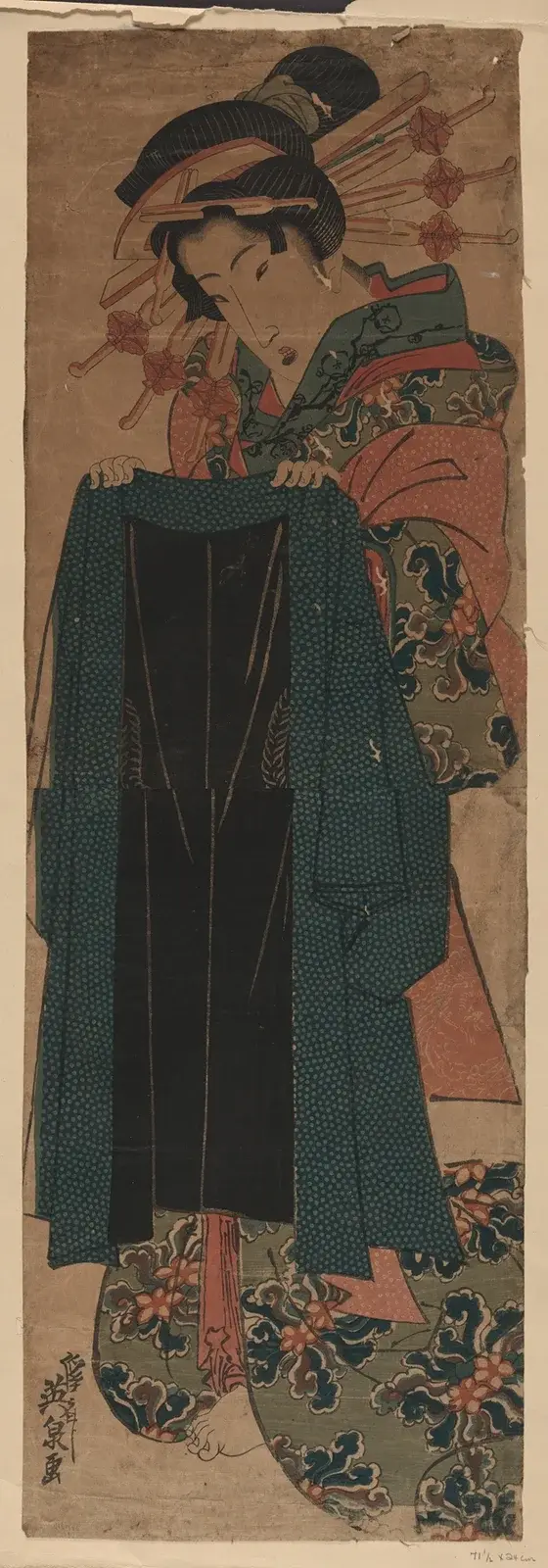Kyaku no haori o motsu yūjo av Keisai Eisen