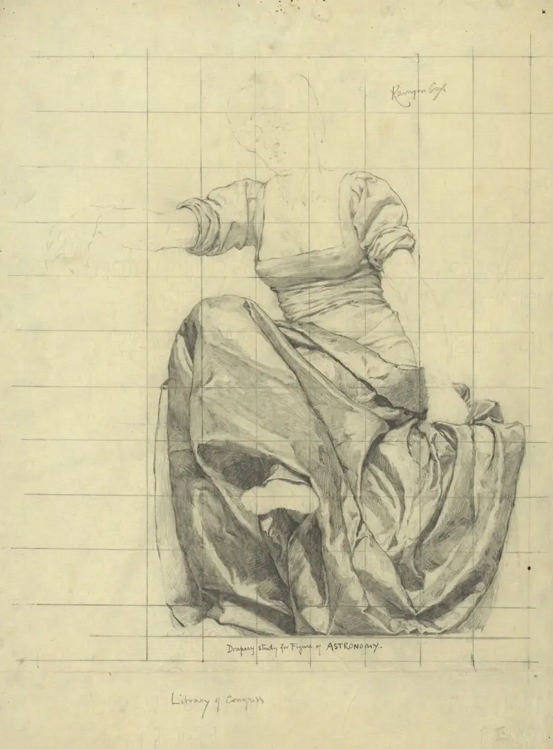 Drapery study for figure of Astronomy av Kenyon Cox