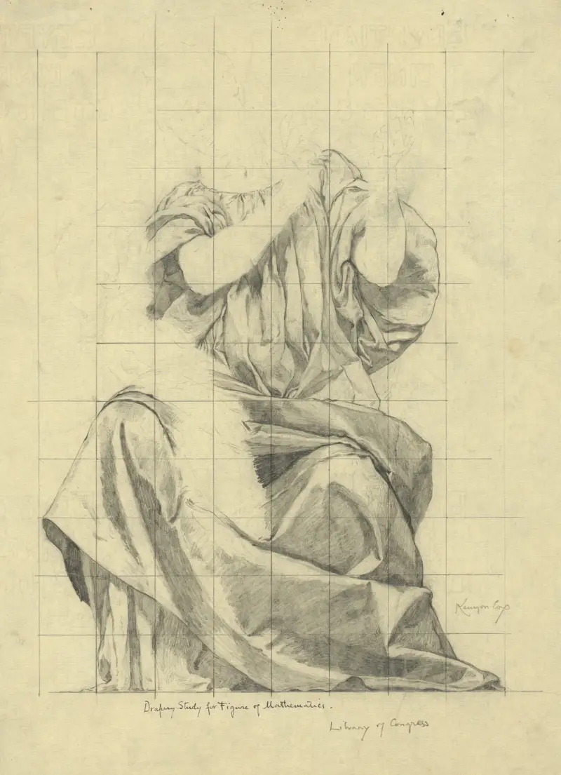 Drapery study for figure of Mathematics av Kenyon Cox