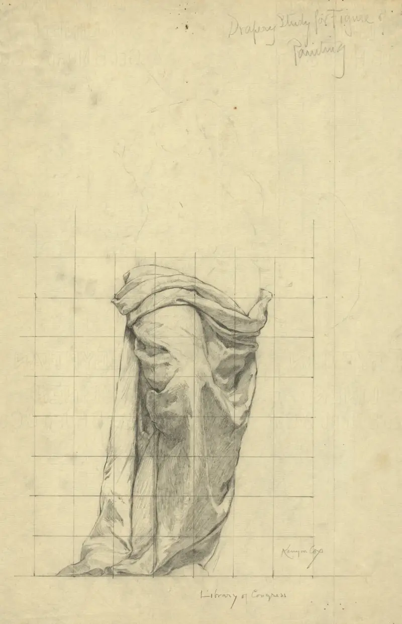 Drapery study for figure of Painting av Kenyon Cox