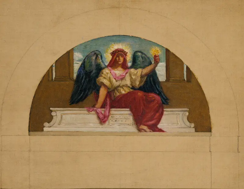 Skizze für das Wandgemälde am Oberlin College, „The Spirit of Self-Sacrificing Love“ von Kenyon Cox