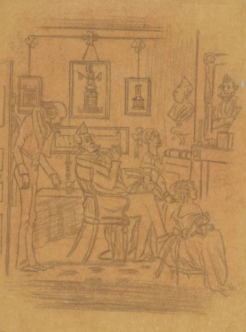 Martin Chuzzlewit; Meekness of Mr. Pecksniff and his charming daughters av Hablot Knight Browne
