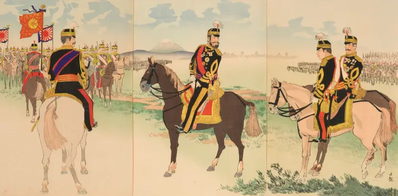 Ceremony for the Triumphant Return of the Army av Kobayashi Kiyochika