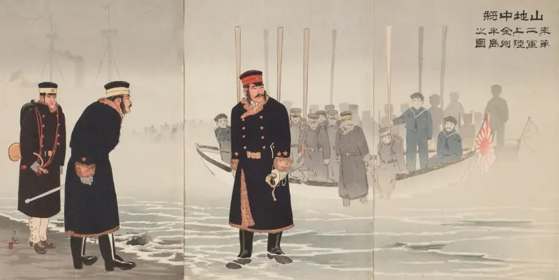Lieutenant-General Yamaji; Leading the Japanese Second Army during Its Landing on the Jinzhou Peninsula av Kobayashi Kiyochika