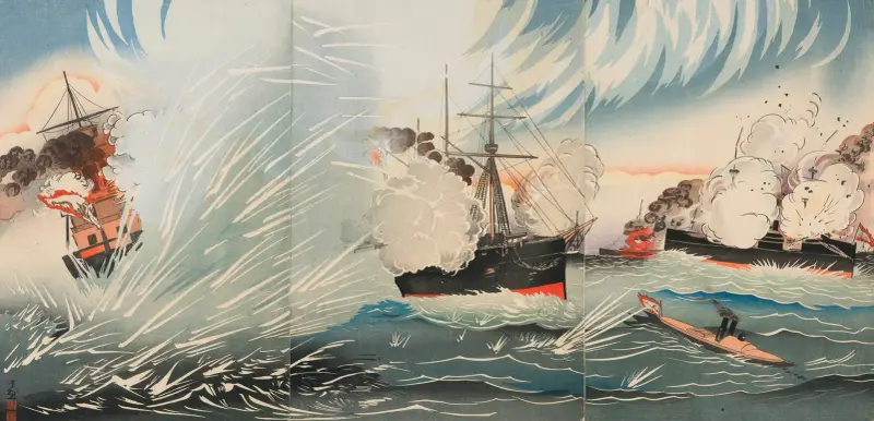 The Saikyô-maru in the Hard Fighting off Haiyang Island av Kobayashi Kiyochika