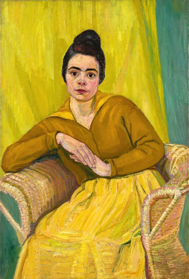 Sitzende Dame im Korbstuhl av Koloman Moser