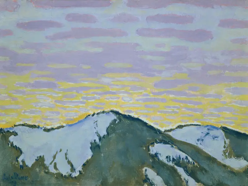Verschneite Berggipfel in der Dämmerung av Koloman Moser