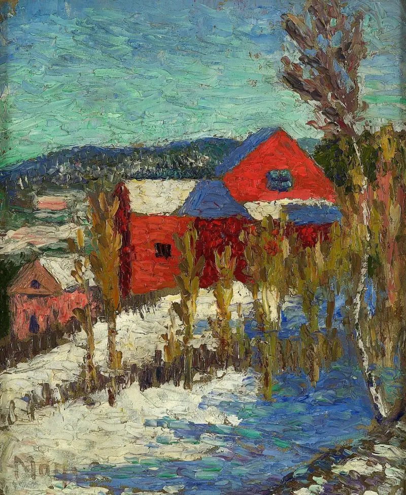 Landschaft mit Häusern von Konrad Mägi