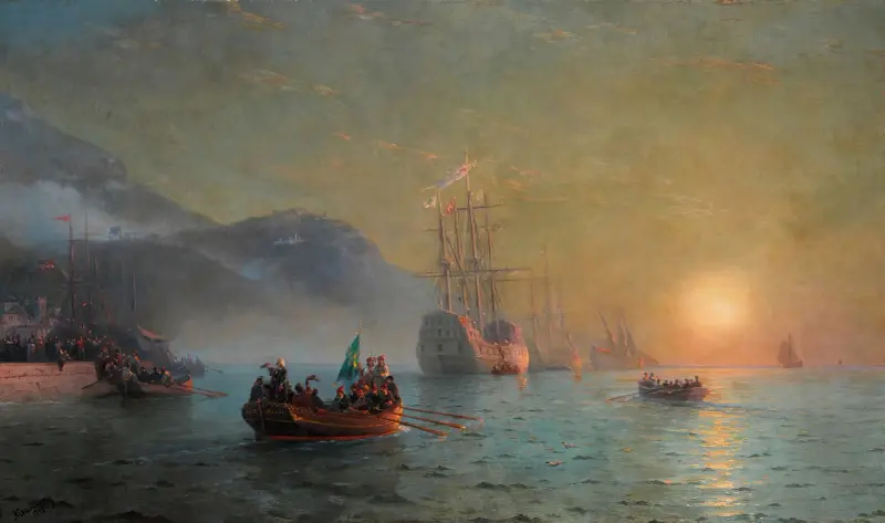 Columbus’ Farewell before Starting on his Voyage from Port Palos in Spain av Ivan Konstantinovich Aivazovsky