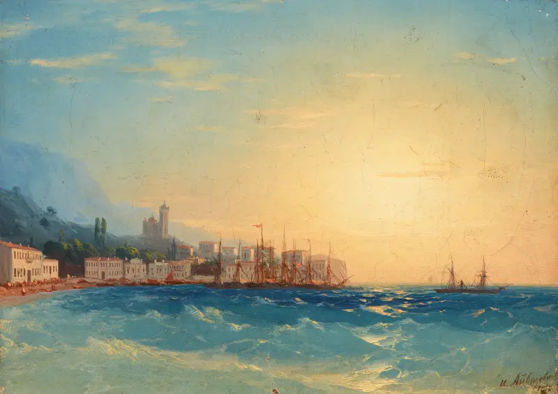 Hafen mit Schiffen von Ivan Konstantinovich Aivazovsky